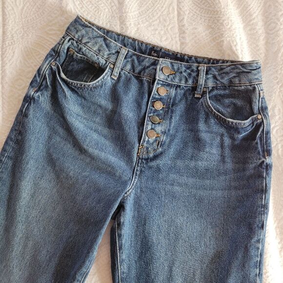Boden Straight Leg Blue Button-Fly Jeans Raw Hem 8 - Picture 5 of 11
